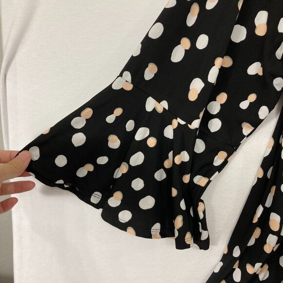Carmen Top size 2X Black Polka Dot Flare Sleeve Stretch Knit Office Career - Picture 6 of 8
